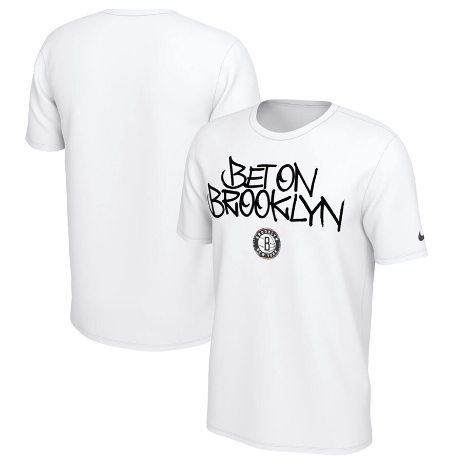 Men 2020 NBA Nike Brooklyn Nets White Biggie Mantra TShirt